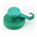 Hook magnet rubbered with neodymium swiveling Ø68 mm - Green