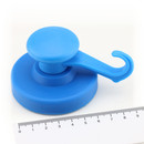 Hook magnet rubbered with neodymium swiveling Ø68 mm - Blue
