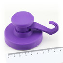 Hook magnet rubbered with neodymium swiveling Ø68 mm - Purple