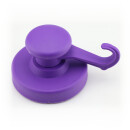 Hook magnet rubbered with neodymium swiveling Ø68 mm - Purple - holds approx. 18 kg