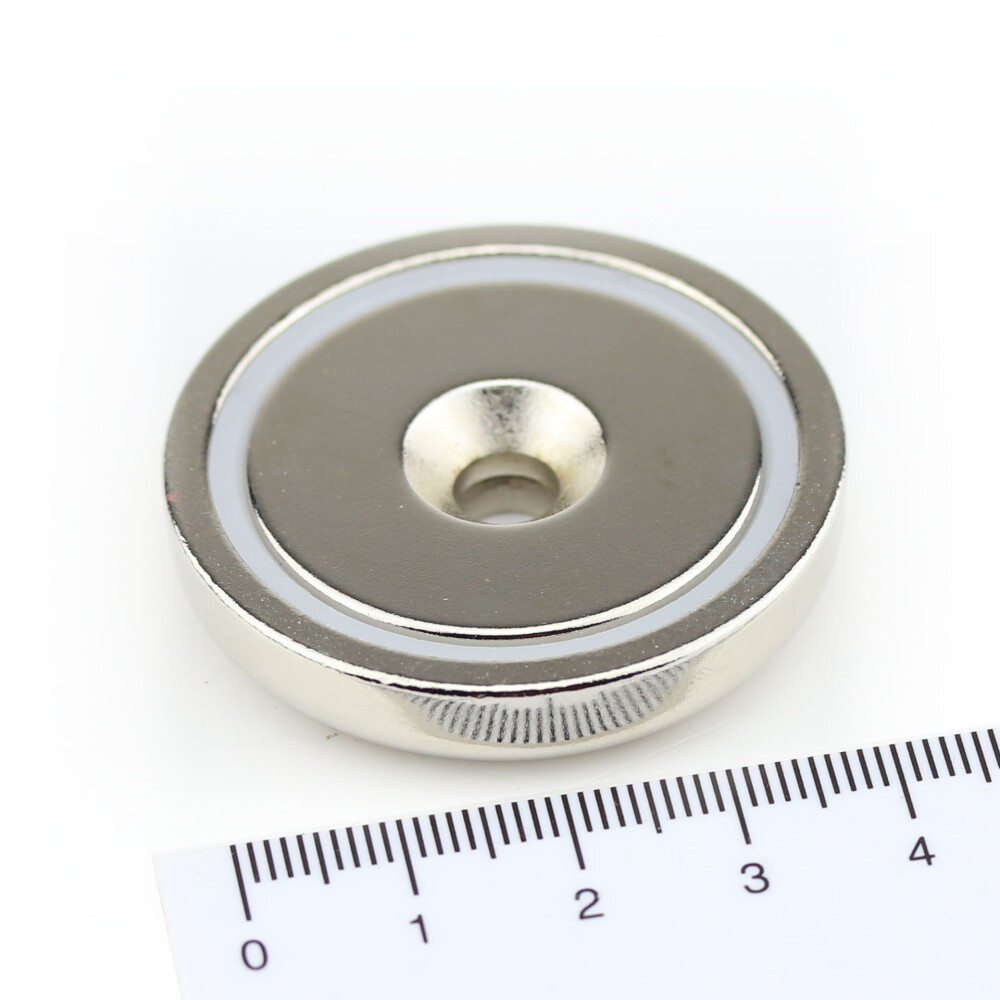 Neodymium flat pot magnets 42 x9 mm, with counterbore - 58 kg / 580 N