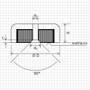 Neodymium flat pot magnets 42 x9 mm, with counterbore - 58 kg / 580 N