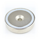 Neodymium flat pot magnets 75x18 mm, with counterbore - 145 kg / 1450 N