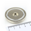 Neodymium flat pot magnets Ø40x8 mm, with bore -...