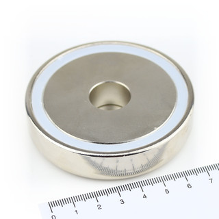 Haftkraft 25 kg 2 Neodym Flachgreifer Topfmagnete mit Bohrung und Senkung Ø32x8 mm N35 Magnet zum Verschrauben 250 N 