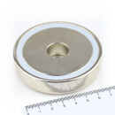 Neodymium flat pot magnets Ø75x18 mm, with bore -...