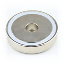 Neodymium flat pot magnets Ø75x18 mm, with bore -...
