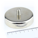 Neodymium flat pot magnets Ø75x18 mm, with threaded neck - 155 kg / 1550 N