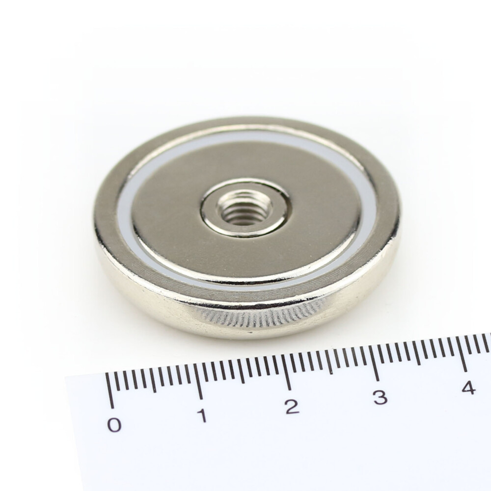 Neodymium flat pot magnets 36x8 mm, with internal thread - 40 kg / 400 N