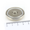 Neodymium flat pot magnets Ø36x8 mm, with internal...