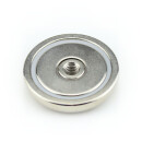 Neodymium flat pot magnets 36x8 mm, with internal thread - 40 kg / 400 N