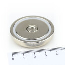 Neodymium flat pot magnets Ø42x9 mm, with internal...