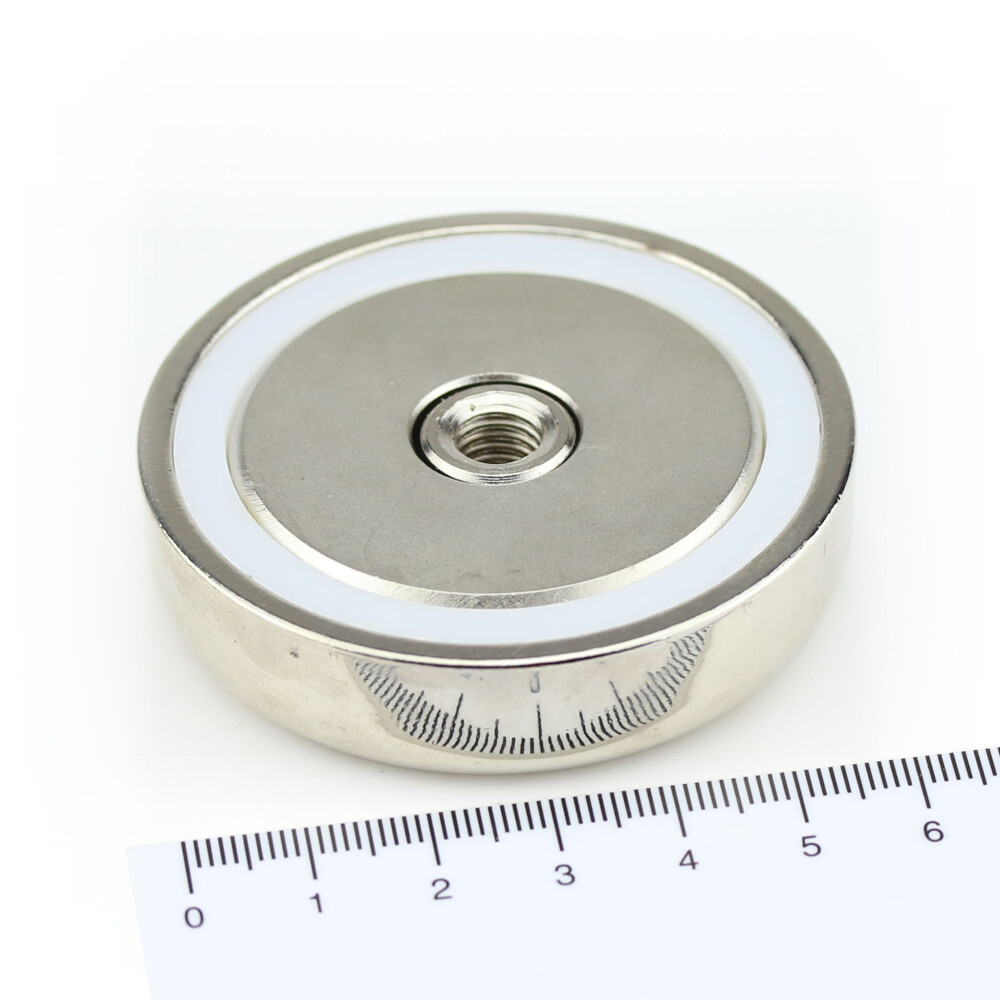 Neodymium flat pot magnets 60x15 mm, with internal thread - 110 kg / 1100 N
