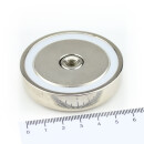 Neodymium flat pot magnets 60x15 mm, with internal thread - 110 kg / 1100 N