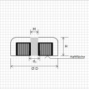 Neodymium flat pot magnets 60x15 mm, with internal thread - 110 kg / 1100 N