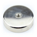 Neodymium flat pot magnets Ø75x18 mm, with internal thread - 145 kg / 1450 N