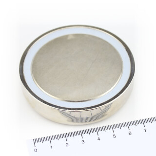 Neodymium flat pot magnets Ø75x18 mm