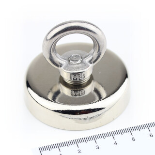 Neodymium Magnet eyes Ø60 mm Holding force ab. 110 kg