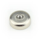 Neodymium flat pot magnets  16 x 5 mm, with internal thread - 5 kg / 50 N