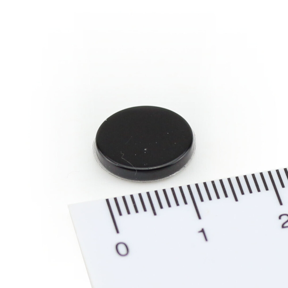 Neodym Magnete 12x2 mm N40 Schwarz Epoxy - Selbstklebend Polsterschaum