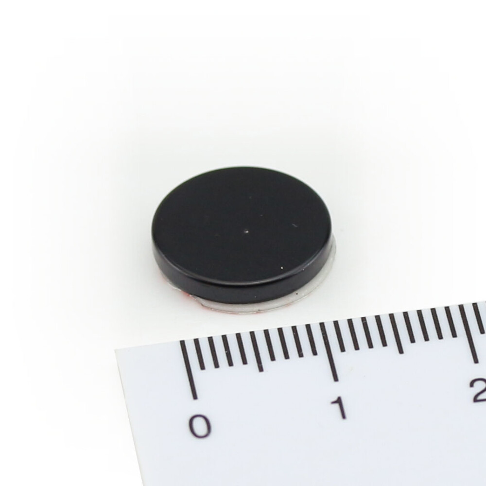 Neodym Magnete 13x2 mm N40 Schwarz Epoxy - Selbstklebend Polsterschaum