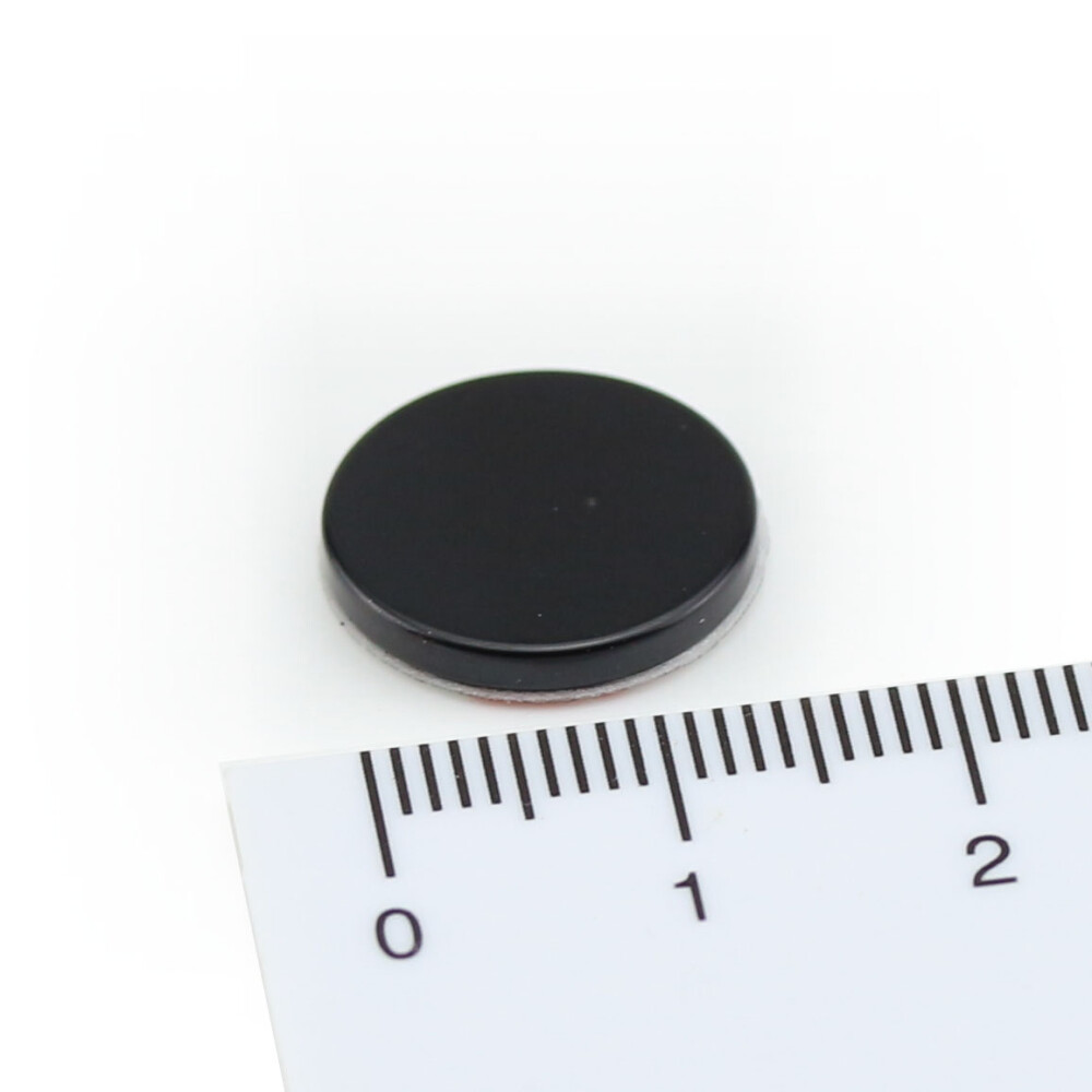Neodym Magnete 15x2 mm N40 Schwarz Epoxy - Selbstklebend Polsterschaum