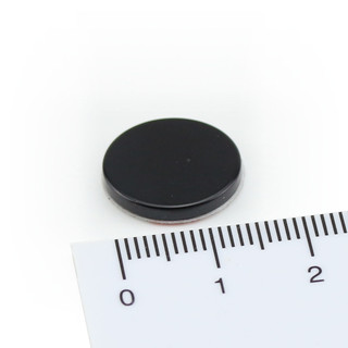 Neodym Magnete Ø15x2 mm N40 Schwarz Epoxy - Selbstklebend Polsterschaum