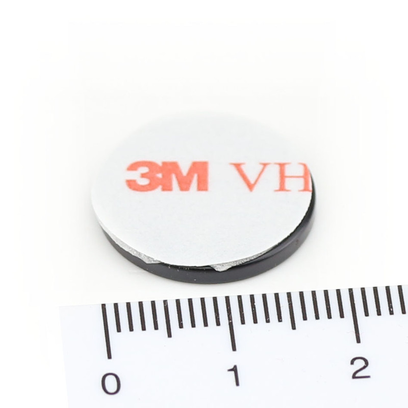 Neodymium Magnets Ø18x2 mm N40 Epoxy Black - self-adhesive acrylic foam