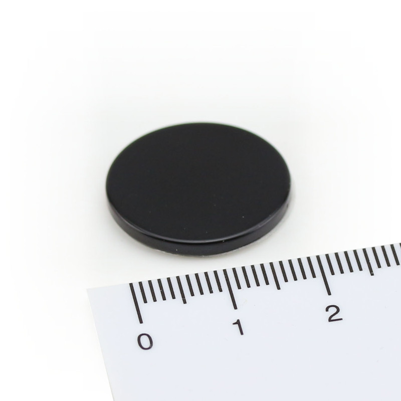 Neodym Magnete Ø20x2 mm N40 Schwarz Epoxy - Selbstklebend Polsterschaum