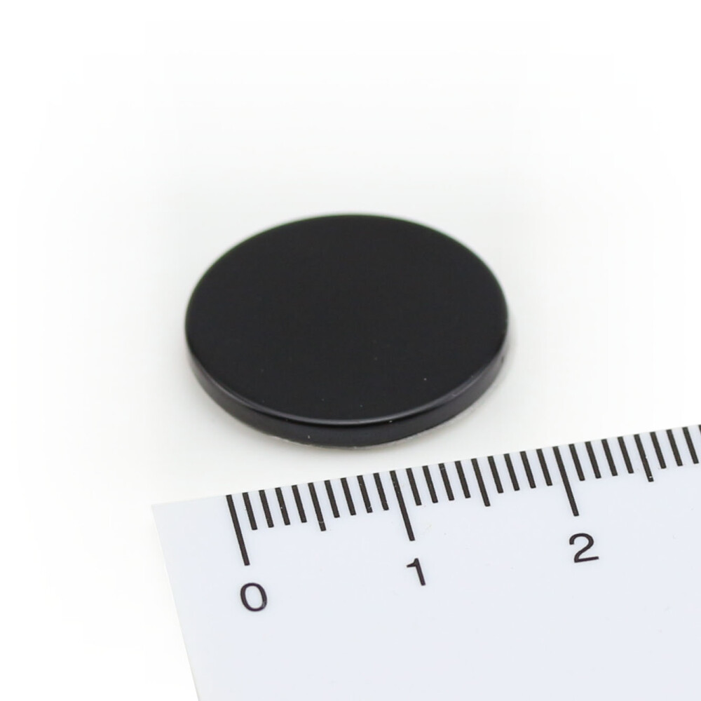 Neodym Magnete 20x2 mm N40 Schwarz Epoxy - Selbstklebend Polsterschaum